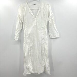 Phelgye New York White Cotton Embroidered Tunic Blouse Indian Womens 36 Small